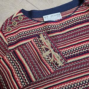 St John Knit Metallic Stripe Embellished Size Small‎ Tunic
